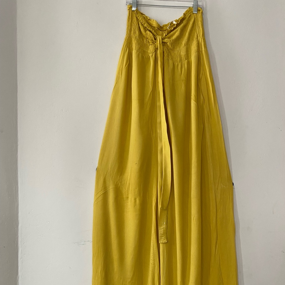 Yellow  Mellow Colton wide leg- tube top jumpsuit